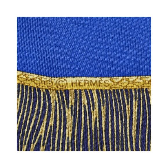 Pre Loved Hermes Blue Poste et Cavalerie Silk Scarf - A Condition - Picture 4 of 6